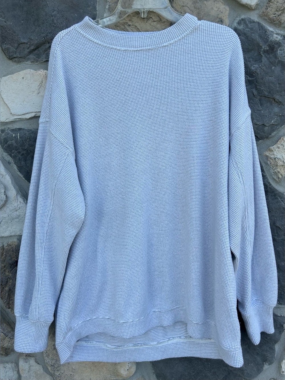 Aerie Oversized Sweater Size M Gray Waffle Knit Pullover Cozy Casual Sweatshirt